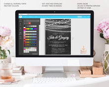 Load image into Gallery viewer, Rustic Chalkboard & String Lights Wedding Invitation Suite