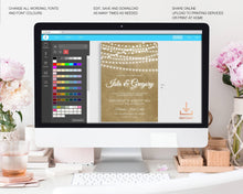 Load image into Gallery viewer, Rustic Kraft Brown & String Lights Wedding Invitation Suite