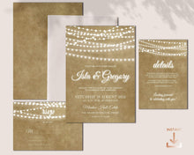 Load image into Gallery viewer, Rustic Kraft Brown & String Lights Wedding Invitation Suite