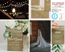 Load image into Gallery viewer, Rustic Kraft Brown & String Lights Wedding Invitation Suite
