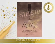 Load image into Gallery viewer, Sip sip hooray rose gold milestone birthday invitation