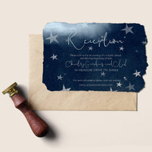 Load image into Gallery viewer, Starry Night Celestial Full Wedding Invitation Suite in Dark Blue with Silver Stars - NOVA