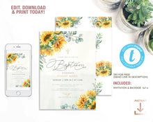 Load image into Gallery viewer, Sunflower & Eucalyptus Baptism Invitation - ALBA