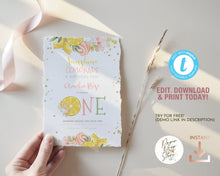 Load image into Gallery viewer, Sunshine & Lemonade Pink 1st Birthday Invitation