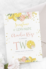 Load image into Gallery viewer, Sunshine & Lemonade Pink 2nd Birthday Invitation