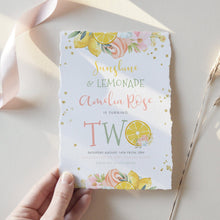 Load image into Gallery viewer, Sunshine & Lemonade Pink 2nd Birthday Invitation