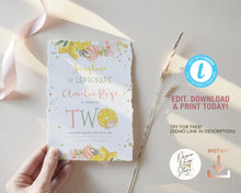 Load image into Gallery viewer, Sunshine & Lemonade Pink 2nd Birthday Invitation