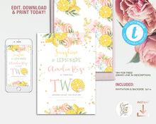 Load image into Gallery viewer, Sunshine & Lemonade Pink 2nd Birthday Invitation