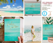 Load image into Gallery viewer, Tropical Beach Wedding Invitation Suite in Turquoise - WAVES