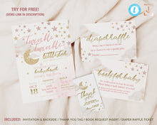 Load image into Gallery viewer, Twinkle Twinkle Little Star Baby Girl Shower Invitation Set