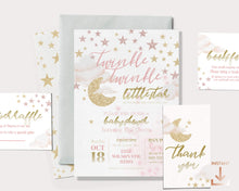 Load image into Gallery viewer, Twinkle Twinkle Little Star Baby Girl Shower Invitation Set