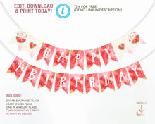 Load image into Gallery viewer, Watermelon One in a Melon Party Bunting