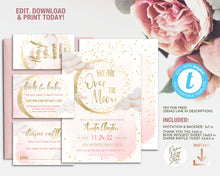 Load image into Gallery viewer, We are Over the Moon Blush Pink Baby Girl Shower Invitation Set