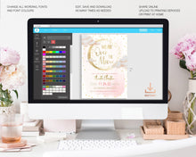 Load image into Gallery viewer, We are Over the Moon Blush Pink Baby Girl Shower Invitation Set