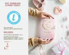 Load image into Gallery viewer, We are Over the Moon Blush Pink Baby Girl Shower Invitation Set