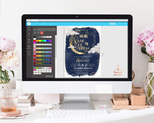 Load image into Gallery viewer, We are Over the Moon Gold & Navy Baby Shower Welcome Board