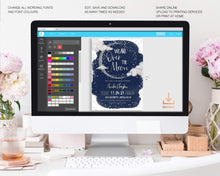 Load image into Gallery viewer, We are Over the Moon Silver & Navy Baby Shower Welcome Board