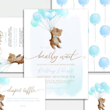 Load image into Gallery viewer, We can bearly wait Baby Boy Shower Invitation Set