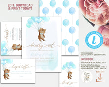 Load image into Gallery viewer, We can bearly wait Baby Boy Shower Invitation Set