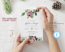 Load image into Gallery viewer, Winter Watercolor Greenery Wedding Invitation - NATALIE