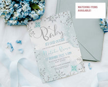 Load image into Gallery viewer, Winter Wonderland Party Favor Tag in Blue