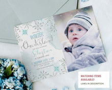Load image into Gallery viewer, Winter Wonderland Snowflake Birthday Invitation in Pink
