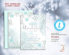 Load image into Gallery viewer, Winter Wonderland Snowflake Birthday Invitation