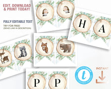 Load image into Gallery viewer, Woodland Animal Bunting Party Flags