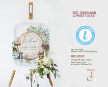 Load image into Gallery viewer, Woodland Animals Forest Greenery Welcome Board