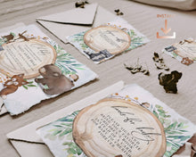 Load image into Gallery viewer, Woodland Animals & Greenery Baby Shower Invitation Set