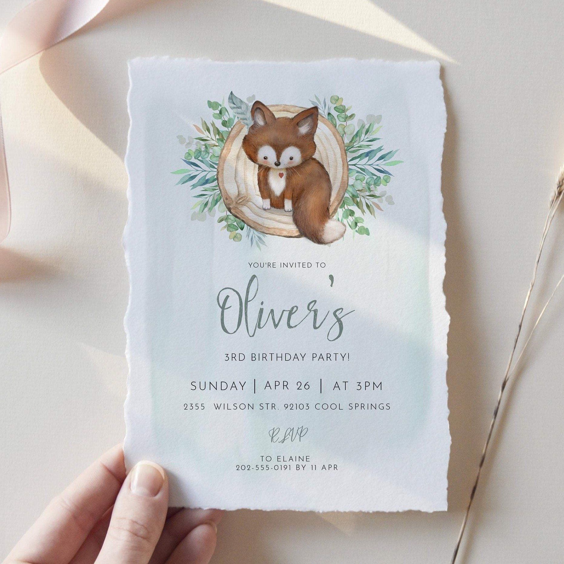 Fox Woodland Birthday Party Invitation