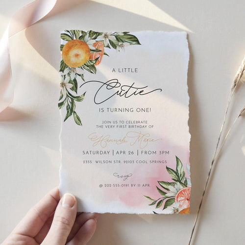 A Little Cutie Blush Pink Birthday Invitation