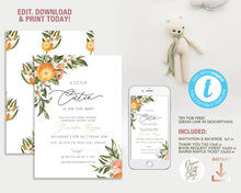 Load image into Gallery viewer, A Little Cutie Editable Baby Shower Invitation Set
