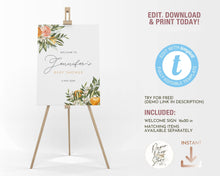 Load image into Gallery viewer, A Little Cutie Editable Baby Shower Welcome Board
