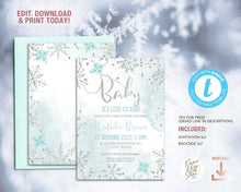 Load image into Gallery viewer, Baby It&#39;s Cold Outside Baby Boy Shower Invitation
