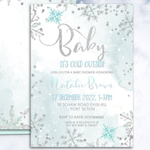 Load image into Gallery viewer, Baby It&#39;s Cold Outside Baby Boy Shower Invitation
