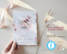 Load image into Gallery viewer, Baby Shoes &amp; Butterfly Editable Girl Shower Invitation
