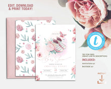 Load image into Gallery viewer, Baby Shoes &amp; Butterfly Editable Girl Shower Invitation

