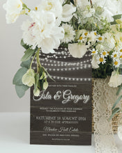 Load image into Gallery viewer, Barn Wood &amp; String Lights Rustic Wedding Invitation Suite
