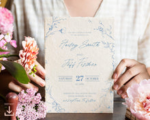 Load image into Gallery viewer, Blue floral Wedding Invitation Suite - NERISSA
