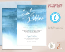 Load image into Gallery viewer, Blue Ocean Watercolor Wedding Invitation Suite - MARINA
