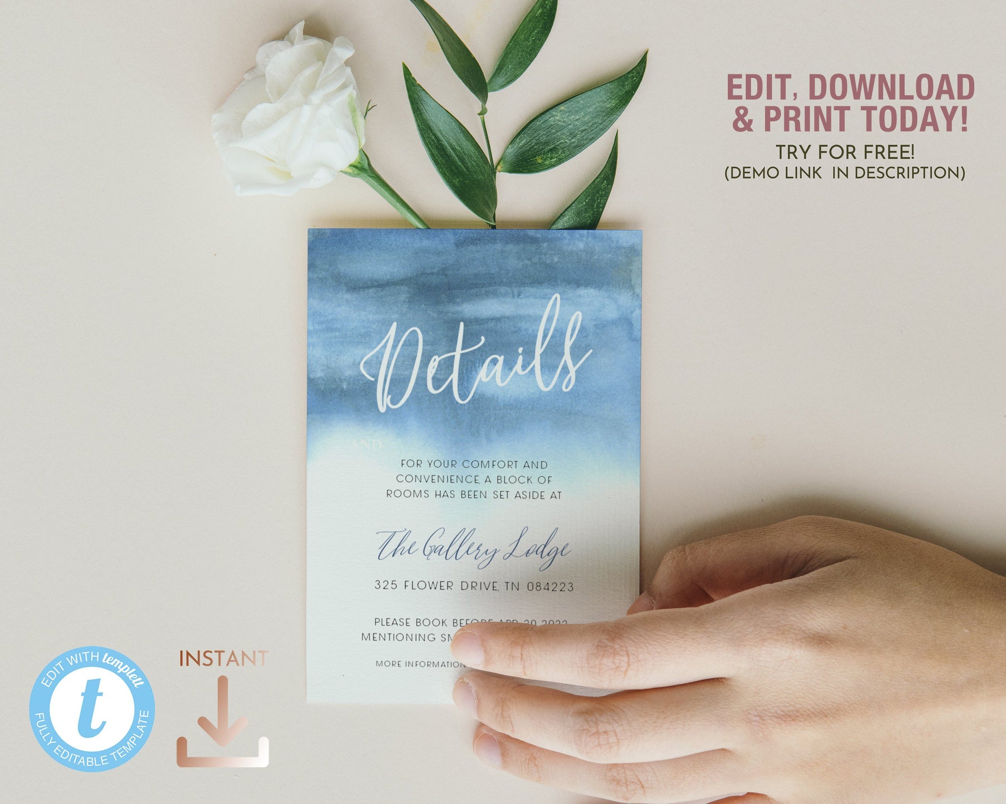 Blue Ocean Watercolor Wedding Invitation Suite - MARINA – PaperPropsUK, image size:2048x1638