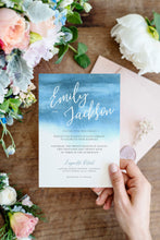 Load image into Gallery viewer, Blue Ocean Watercolor Wedding Invitation Suite - MARINA
