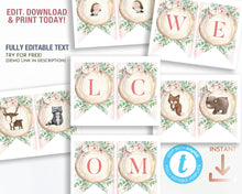 Load image into Gallery viewer, Blush Floral Greenery Woodland Bunting
