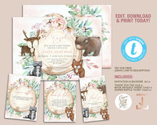 Load image into Gallery viewer, Blush Floral Woodland Baby Shower Invitation Set
