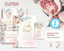 Load image into Gallery viewer, Blush Gold Floral Party Water Bottle Label - ROSANNA
