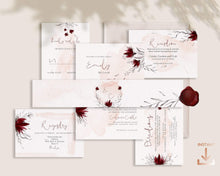 Load image into Gallery viewer, Blush Pink and Burgundy Botanical Wedding Invitation Suite - ROSALIE
