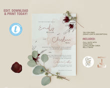 Load image into Gallery viewer, Blush Pink and Burgundy Botanical Wedding Invitation Suite - ROSALIE
