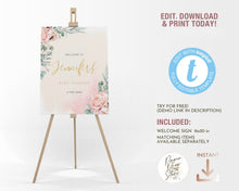 Load image into Gallery viewer, Blush Pink Floral Baby Girl Shower Welcome Board - ROSANNA
