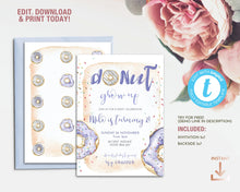 Load image into Gallery viewer, Donut Grow Up Birthday Invitation in Blue
